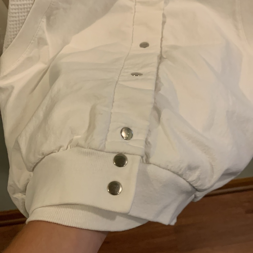 SK Sport Vintage White Cotton Jacket Batwing Sleeve Size Large - Picture 7 of 7